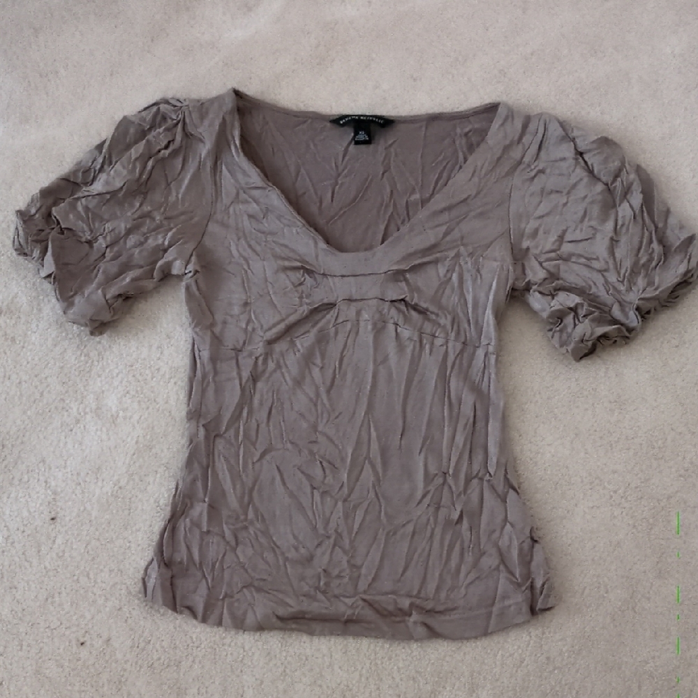 Banana Republic Gray Puff Sleeve Ruched Blouse